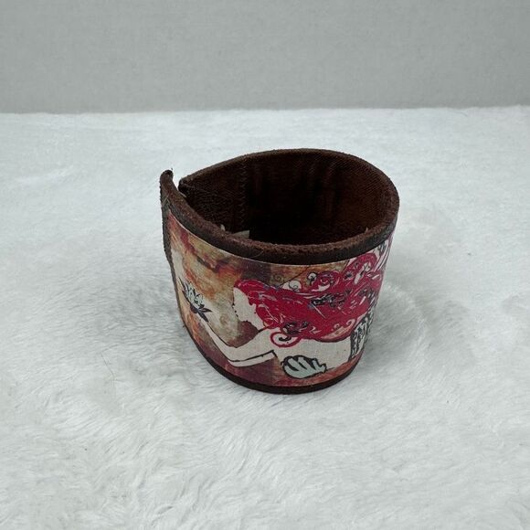 NW 58th St Handcrafted Vegan Leather Mermaid art cuff bracelet - Picture 1 of 8